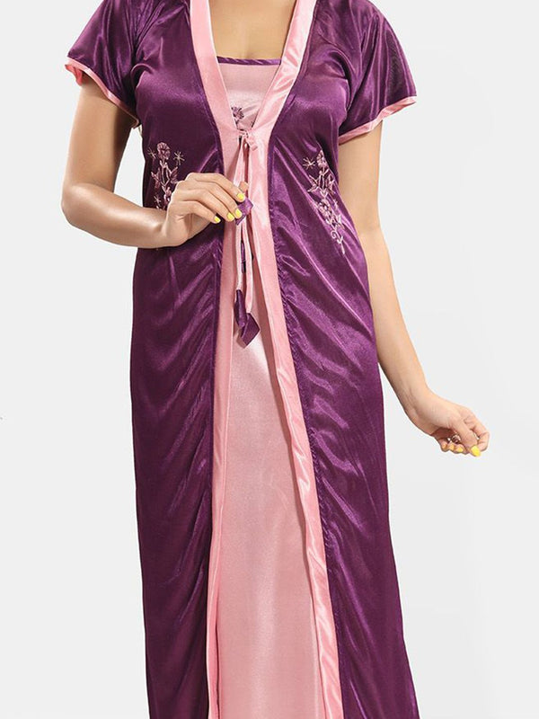 Be You 2 pieces Satin Maxi Nighty Set