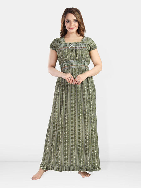 Be You Women Geometric Printed Maxi Nightdress