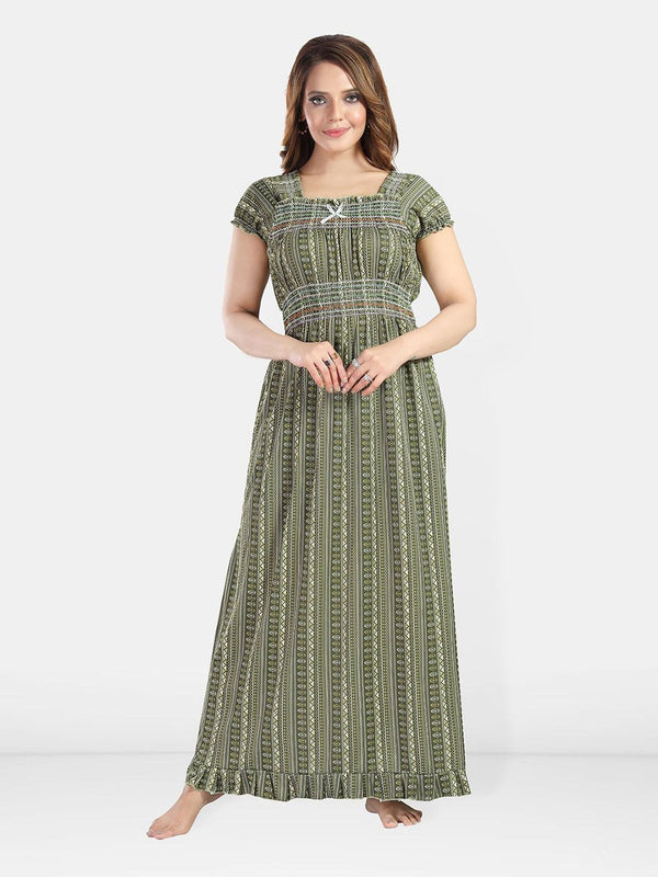 Be You Women Geometric Printed Maxi Nightdress