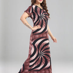 Be You Sarina Satin Spiral Printed Maxi Nightdress