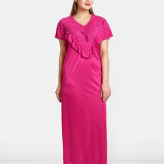 Be You Women V-Neck Satin Maxi Nightdress