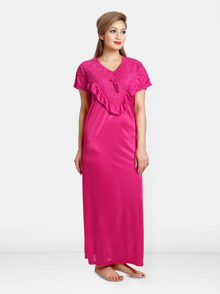 Be You Women V-Neck Satin Maxi Nightdress
