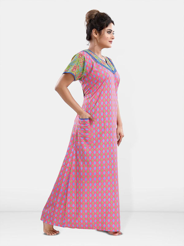 Be You Printed Pure Cotton Maxi Nightdress