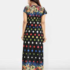 Be You Women Printed V-Neck Maxi Nightdress with Robe