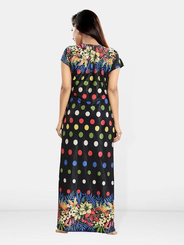 Be You Women Printed V-Neck Maxi Nightdress with Robe