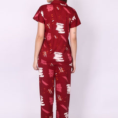 Be You Women Maroon Printed Night suit