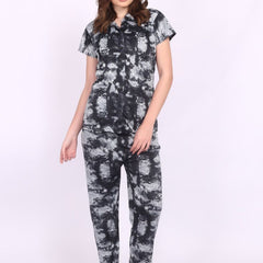 Be You Women Tie-Dye Print Top & Pyjama Night suit