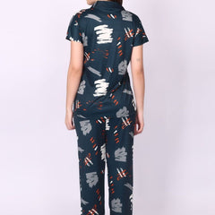Be You Women Satin Abstract Print Top & Pyjama Night Suit