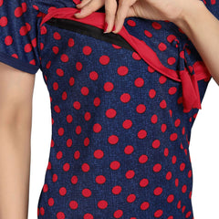 Be You Satin Polka Dots Printed Maxi Nightdress