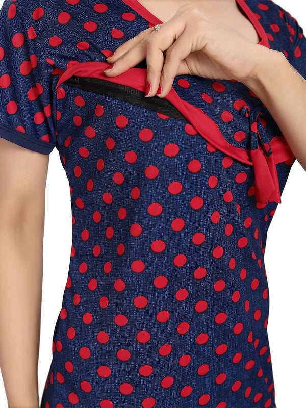 Be You Satin Polka Dots Printed Maxi Nightdress