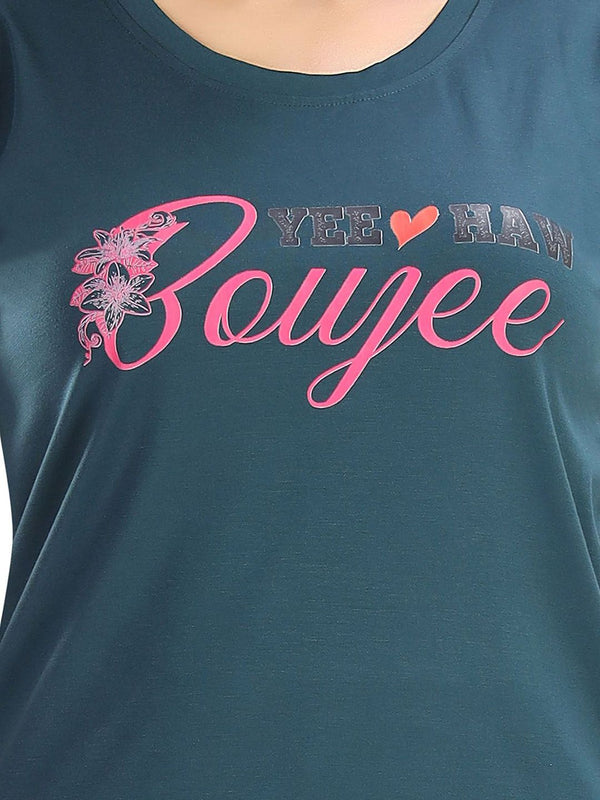 Be You Women Typography Printed T-shirt & Shorts Night suit