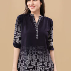 Be You Printed Mandarin Collar
