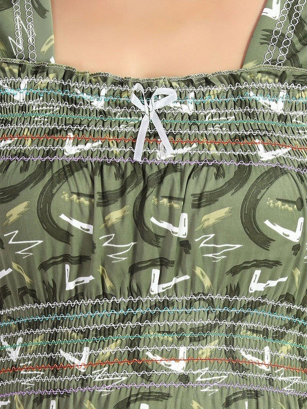 Be You Printed Smocked Maxi Nightdress