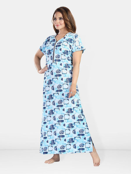 Be You Women Printed Satin Maxi Nightdress