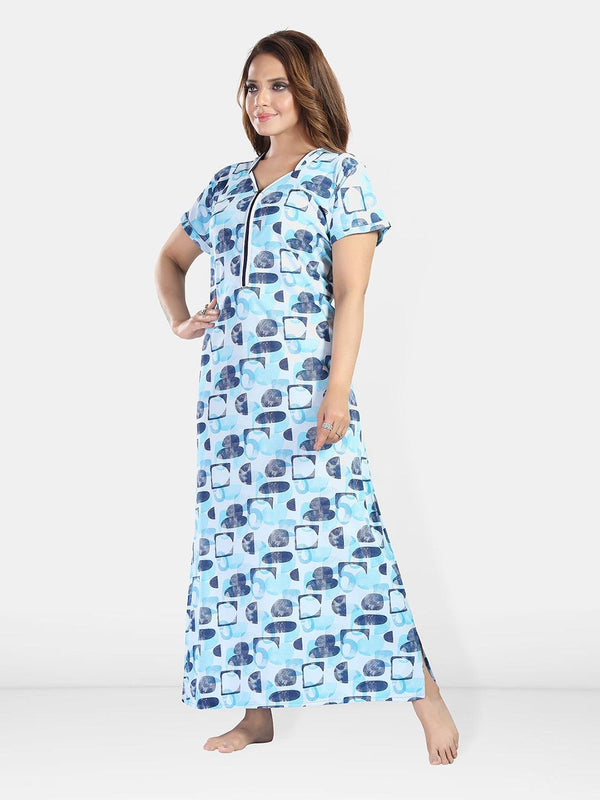 Be You Women Printed Satin Maxi Nightdress