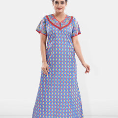 Be You Women Printed Pure Cotton Maxi Nightdress