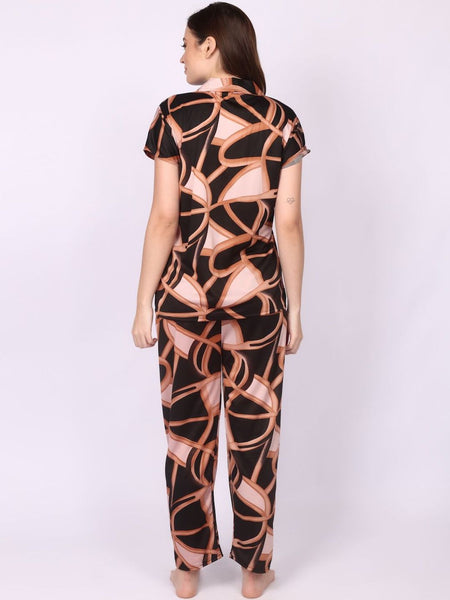 Be You Women Black Printed Night suit