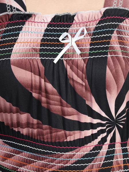 Be You Printed Square Neck Maxi Nightdress