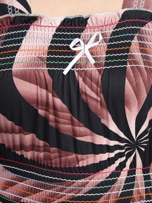 Be You Printed Square Neck Maxi Nightdress