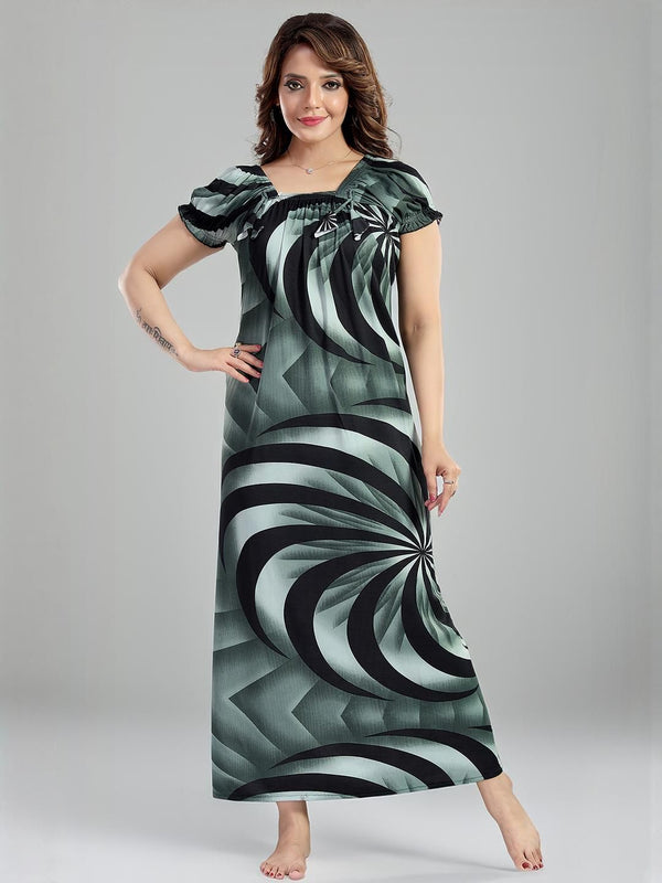 Be You Printed Square Neck Maxi Nightdress