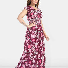 Be You Floral Printed Square Neck Maxi Regular Nightdress