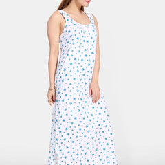 Be You Women Printed A-line Maxi Nightdress