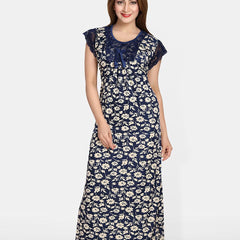 Be You Women Printed Maxi Nightdress