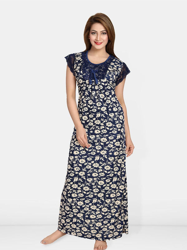 Be You Women Printed Maxi Nightdress
