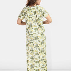 Be You Women Printed Satin Maxi Nightdress