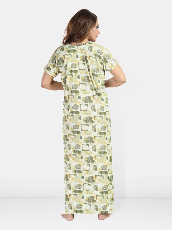 Be You Women Printed Satin Maxi Nightdress