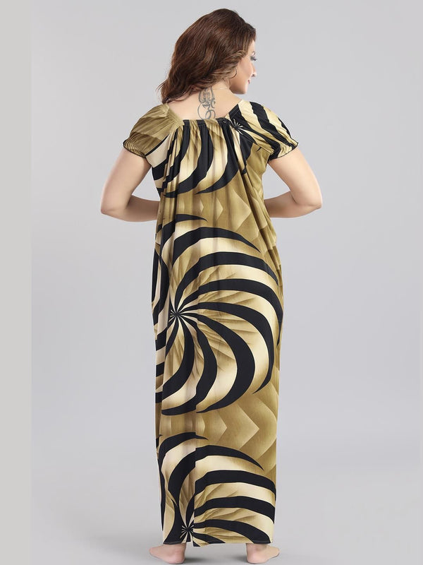 Be You Sarina Satin Spiral Printed Maxi Nightdress