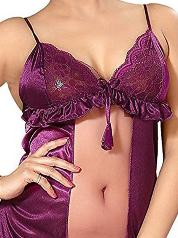 Be You Women Solid Maxi Nightdress