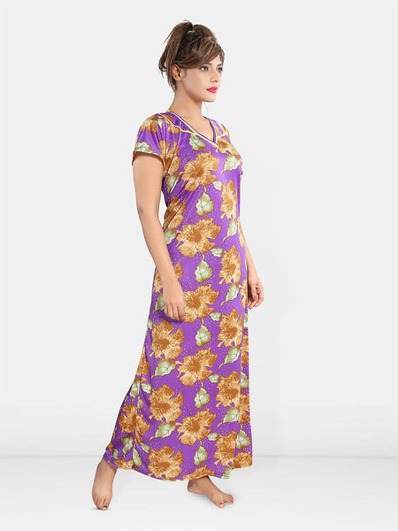 Be You Floral Printed Satin Maxi Nightdress