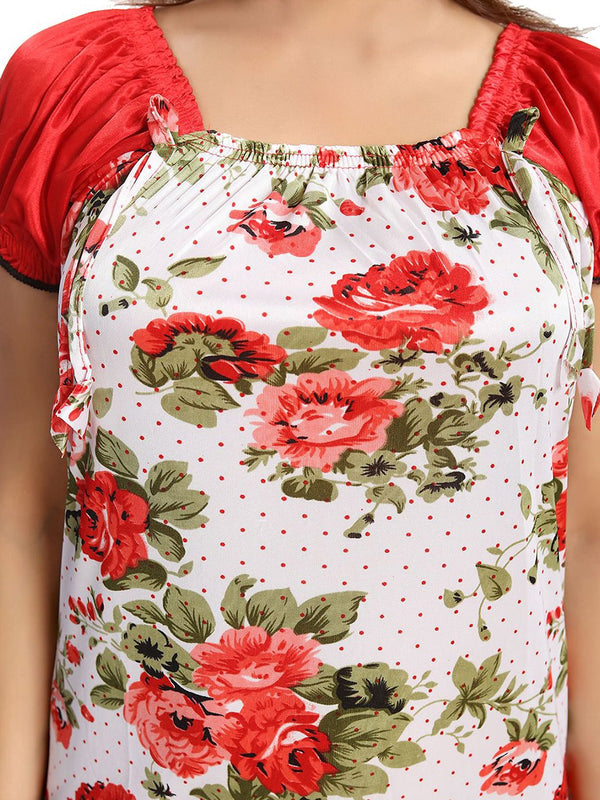 Be You Square Neck Floral Printed Satin Maxi Nightdress