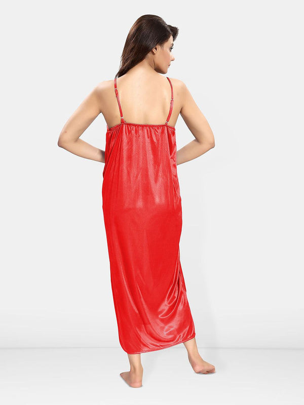 Be You Women Shoulder Straps Maxi Nightdress with Robe