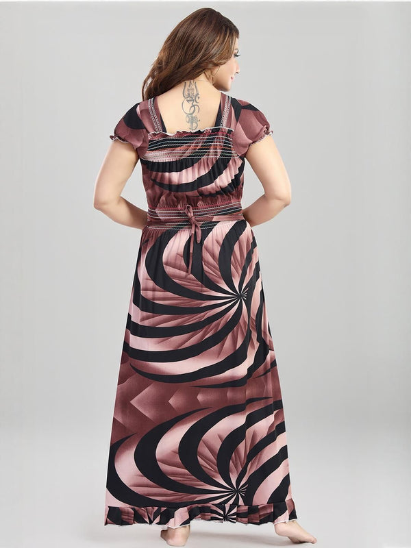 Be You Printed Square Neck Maxi Nightdress