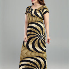 Be You Sarina Satin Spiral Printed Maxi Nightdress