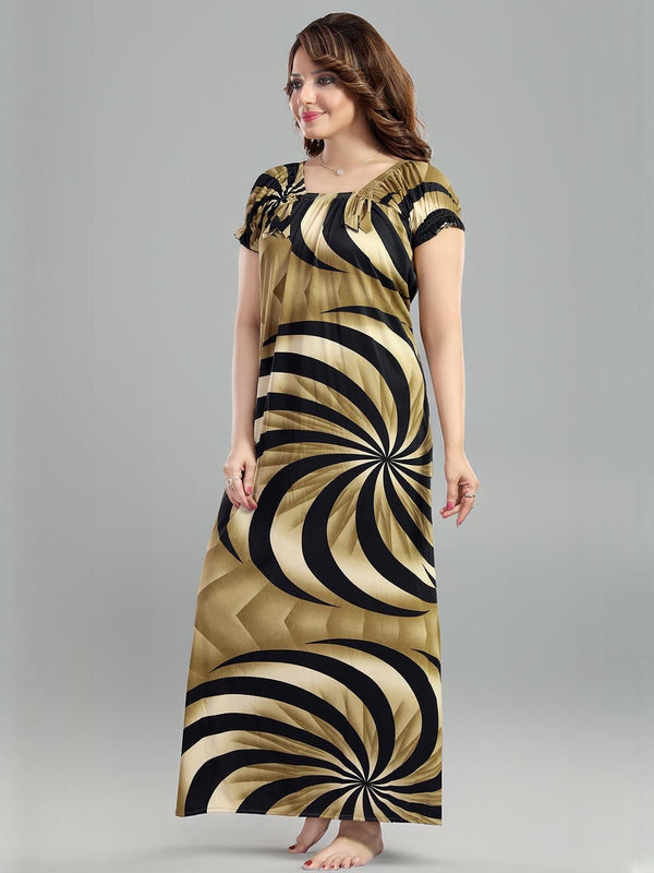 Be You Sarina Satin Spiral Printed Maxi Nightdress