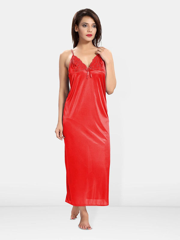 Be You Women Shoulder Straps Maxi Nightdress with Robe