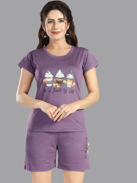 Be You Women Graphic Printed Round Neck Regular Night suit
