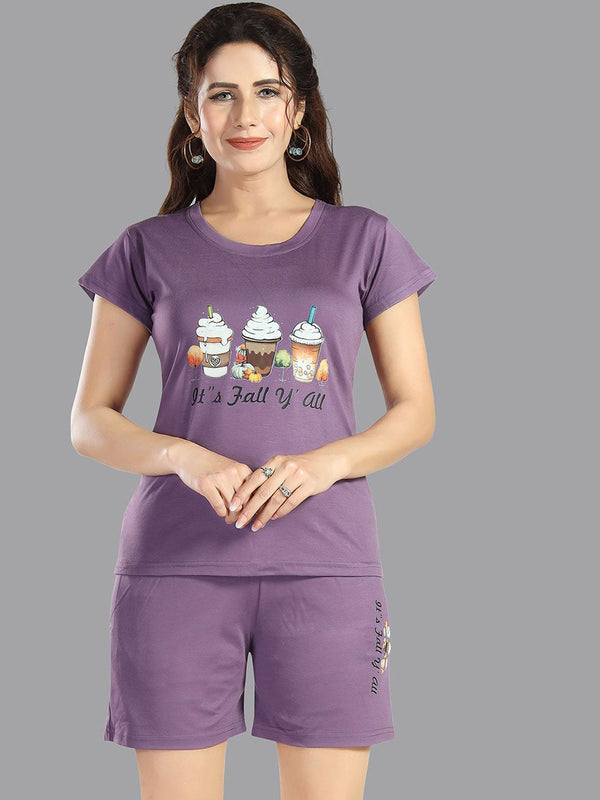 Be You Women Graphic Printed Round Neck Regular Night suit