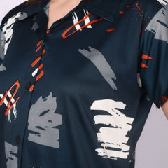 Be You Women Satin Abstract Print Top & Pyjama Night Suit